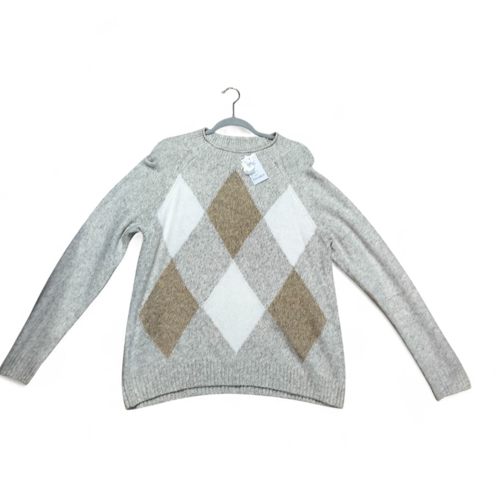 Croft & Barrow Argyle Crew Neck Sweater in Gray and Tan